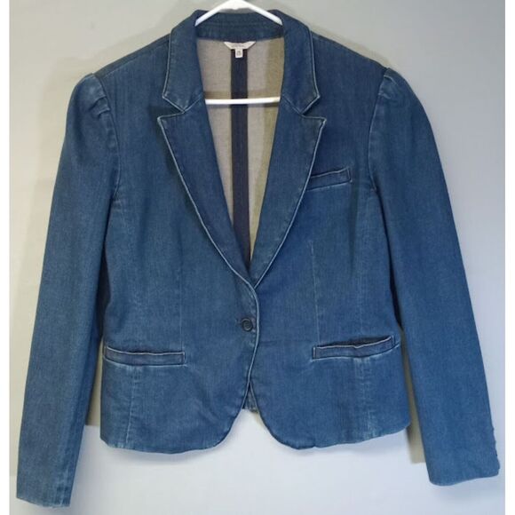 L.L. Bean Jackets & Blazers - LL Bean Vintage Denim Blazer Women's 14 Blue Faded 1 Button Business Casual
